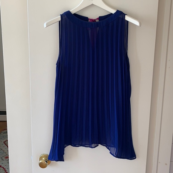 Club Monaco Pleated Cobalt Blue Tie-Back Top - Picture 2 of 4